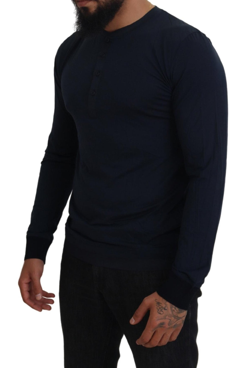 Dolce &amp; Gabbana Eleganter blauer Pullover aus Baumwoll-Seidenmischung