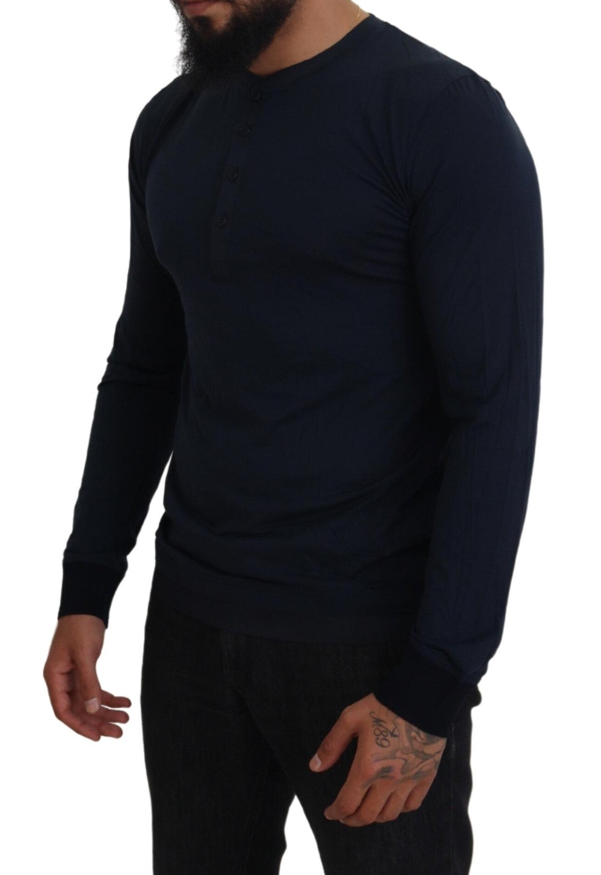 Dolce &amp; Gabbana Eleganter blauer Pullover aus Baumwoll-Seidenmischung