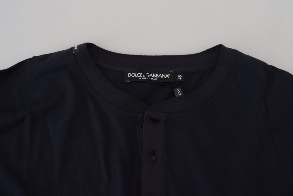 Dolce &amp; Gabbana Eleganter blauer Pullover aus Baumwoll-Seidenmischung