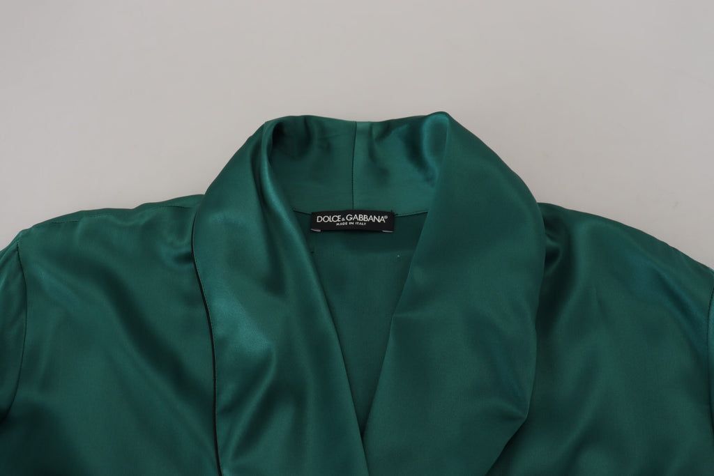 Dolce &amp; Gabbana – Eleganter Seidenmantel in sattem Grün