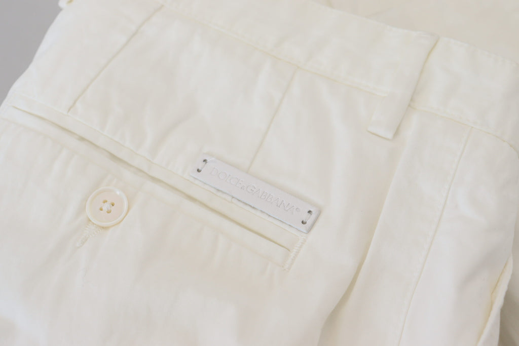 Dolce & Gabbana White Cotton Skinny Chino Pants