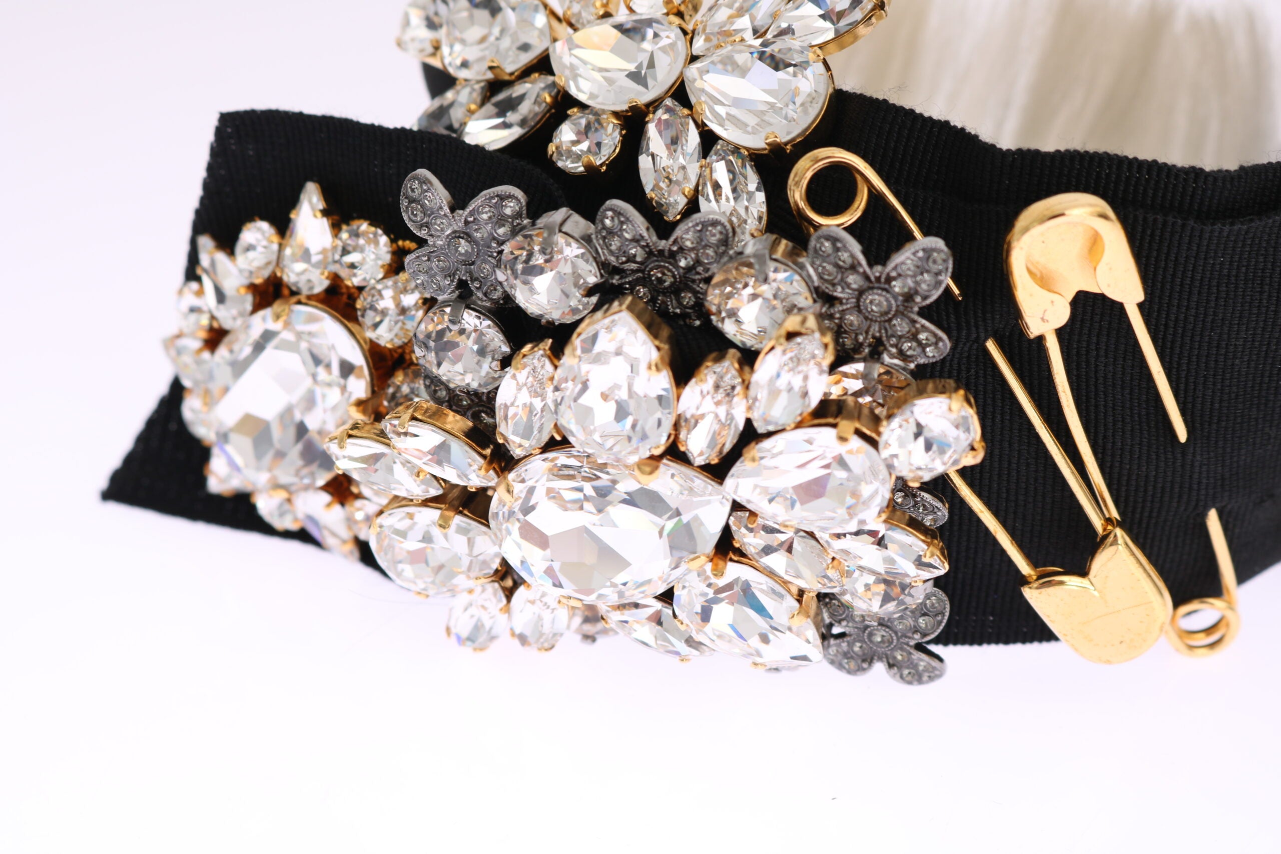 Dolce &amp; Gabbana Elegantes schwarzes Kristall-Stirnband-Diadem