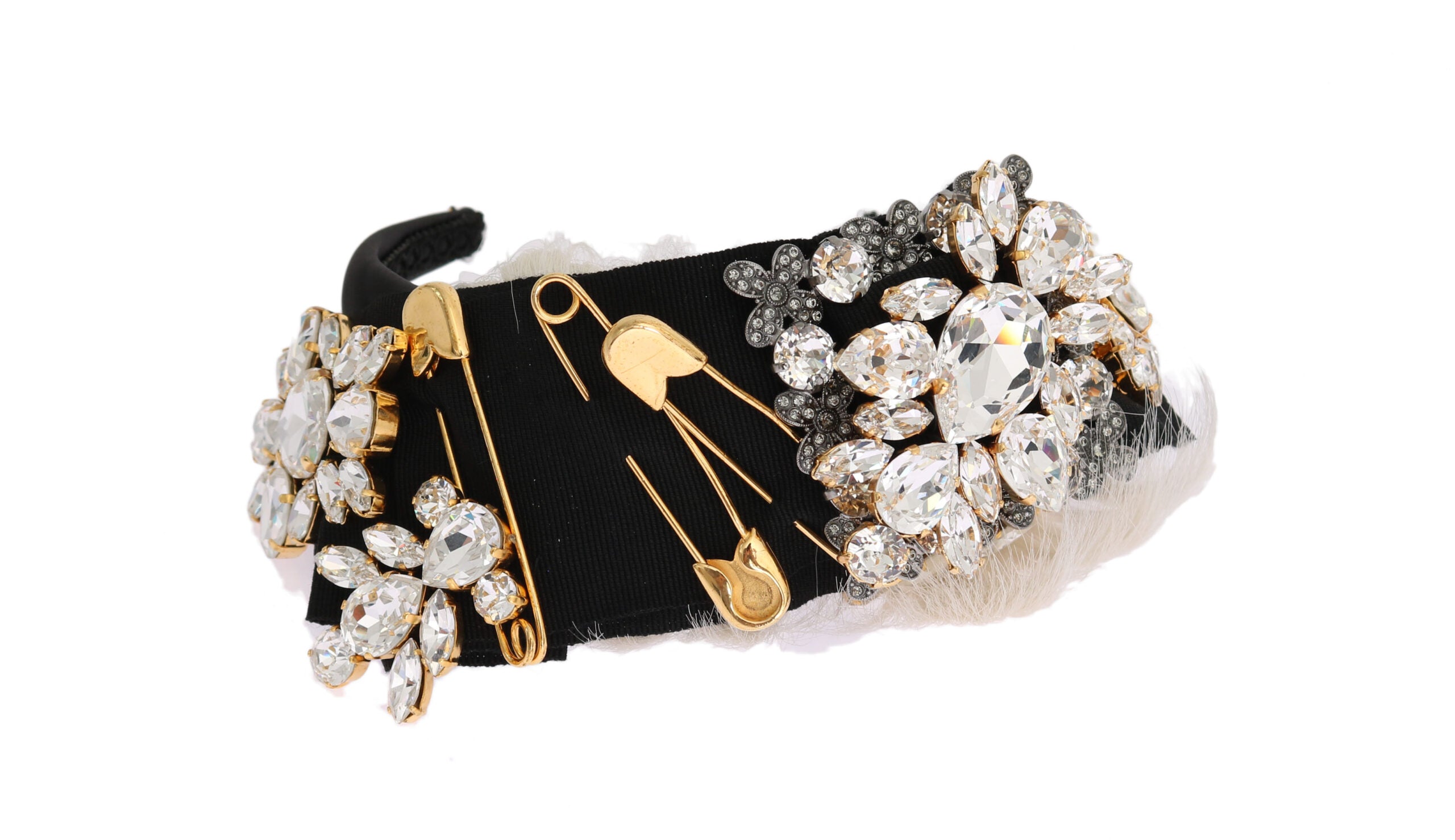 Dolce &amp; Gabbana Elegantes schwarzes Kristall-Stirnband-Diadem