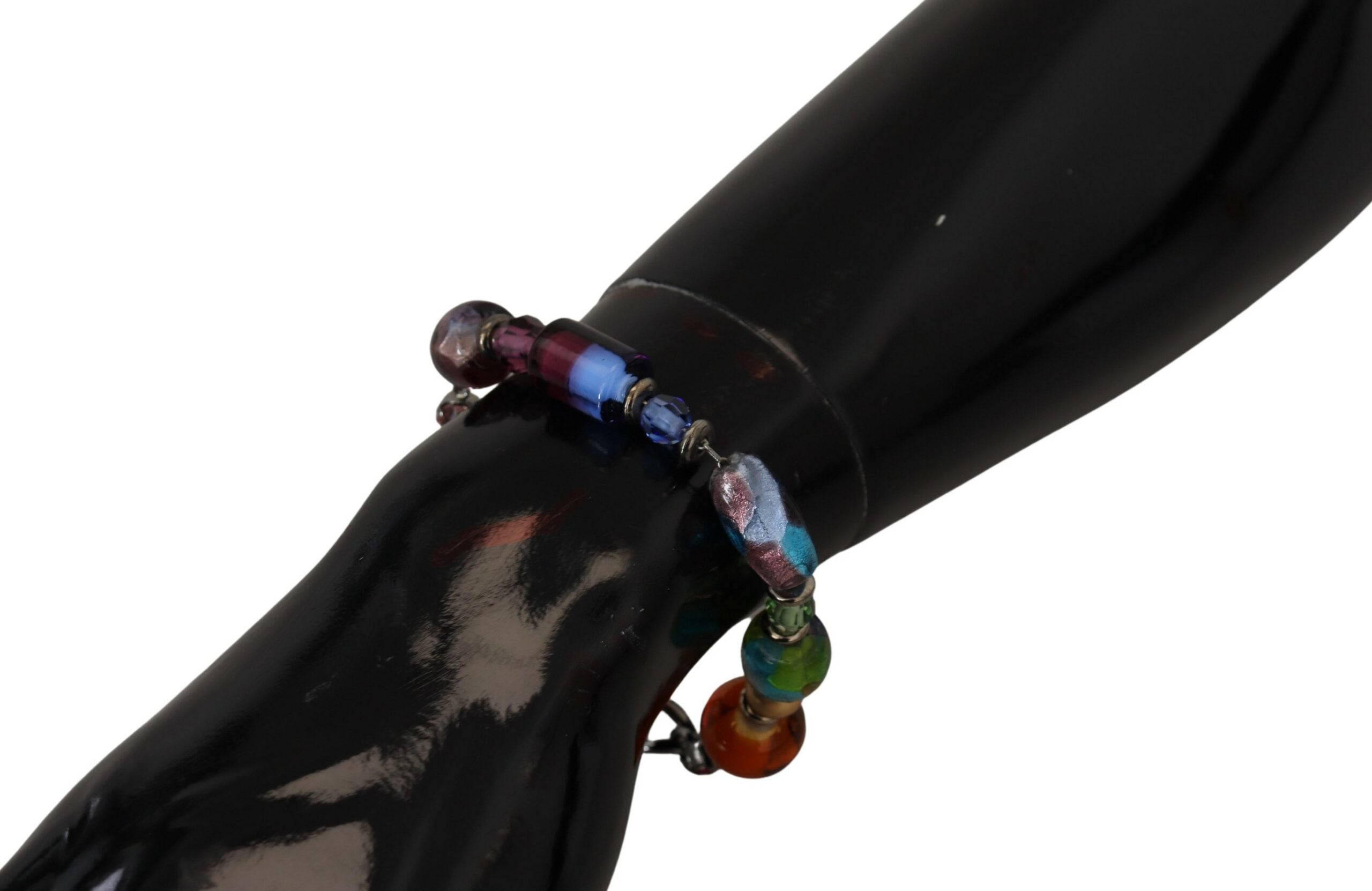 Dolce &amp; Gabbana – Silbernes Kettenarmband mit mehrfarbigen Perlen