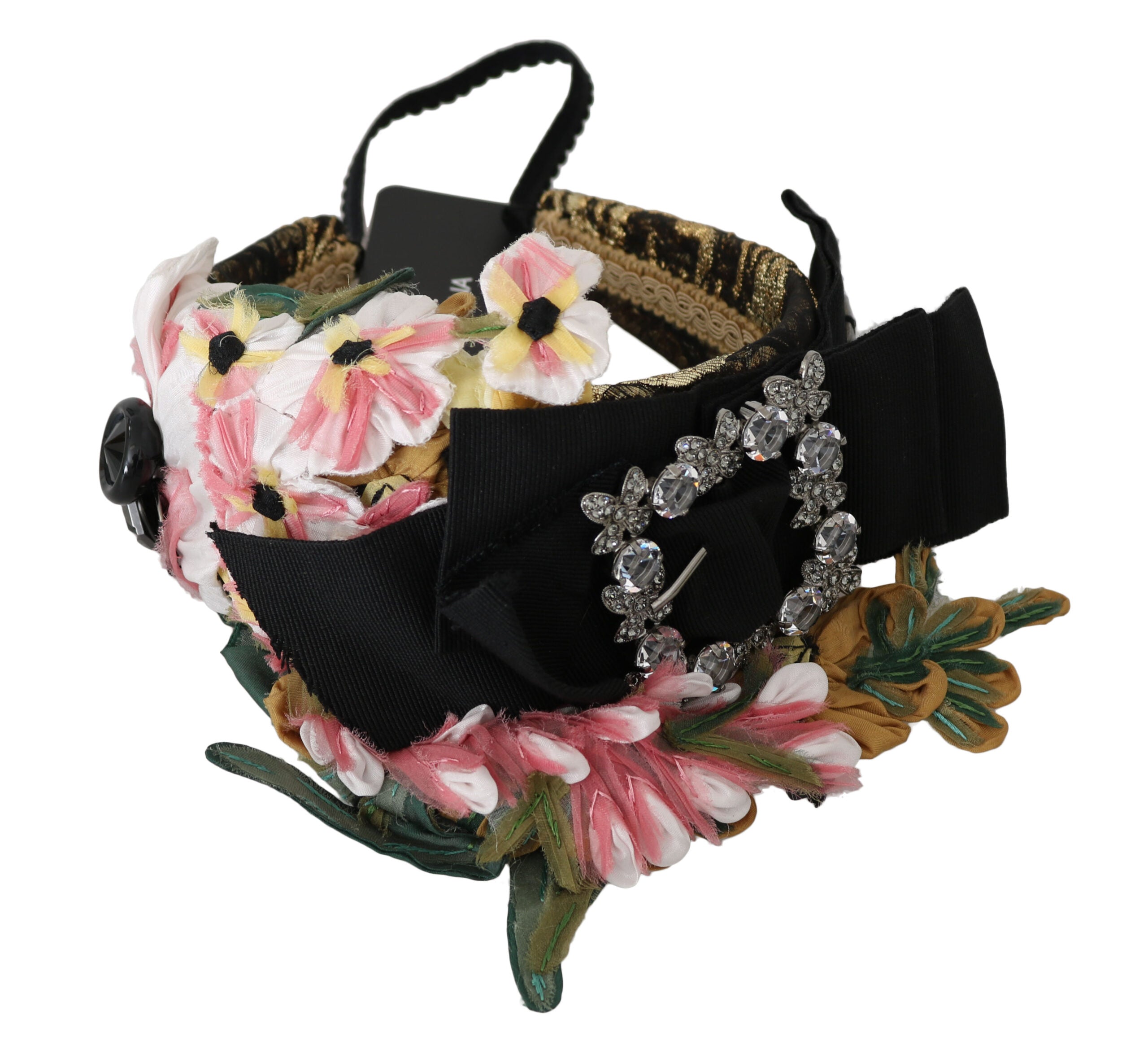 Dolce &amp; Gabbana Elegantes, mit Kristallen verziertes Blumenstirnband