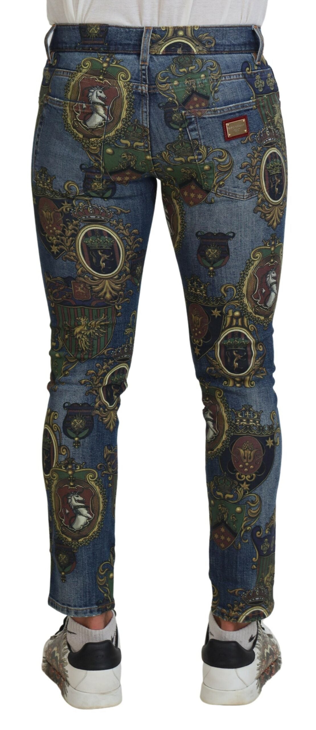 Dolce &amp; Gabbana Elegante Slim-Fit-Jeans aus bedrucktem Denim