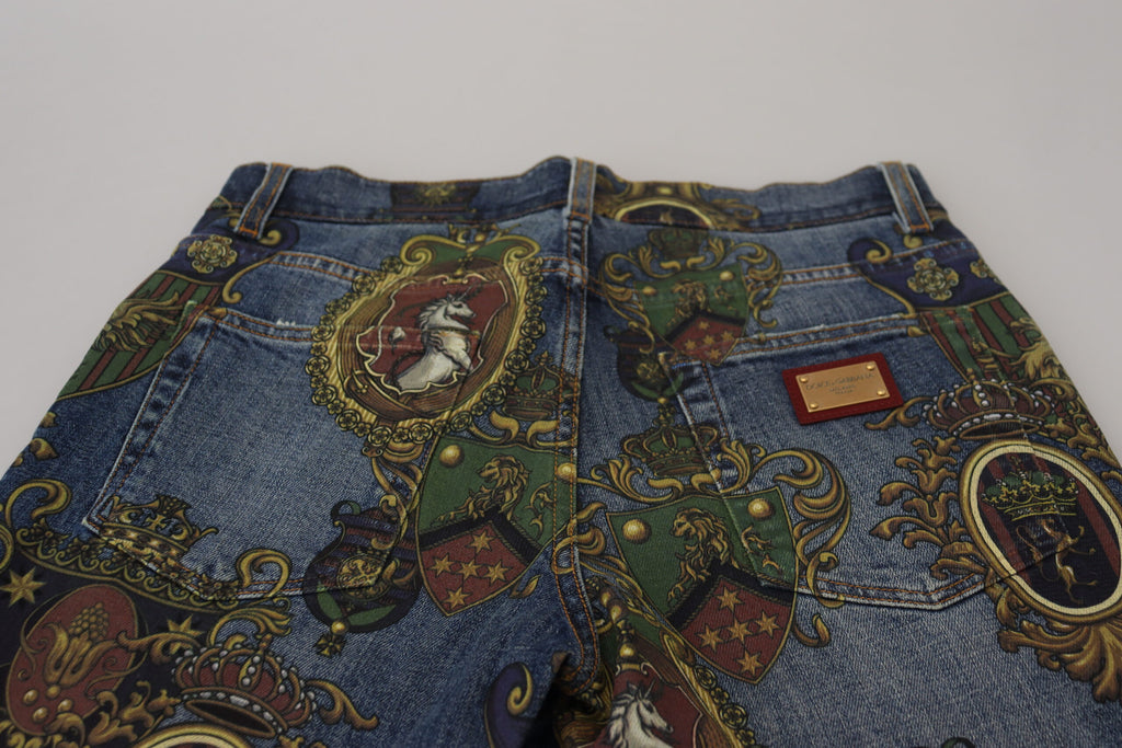 Dolce &amp; Gabbana Elegante Slim-Fit-Jeans aus bedrucktem Denim