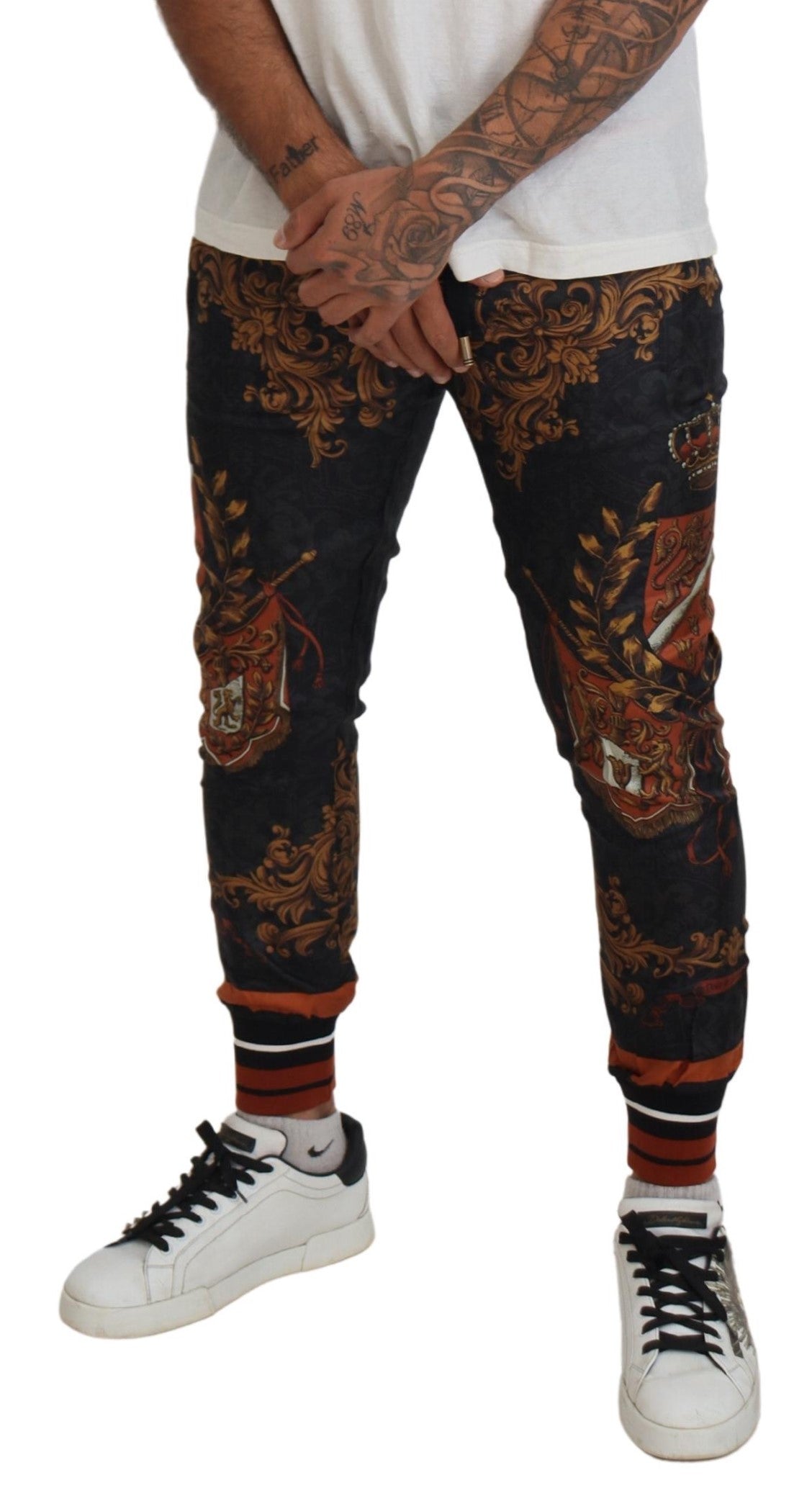 Dolce &amp; Gabbana Seiden-Jogginghose mit barocker Krone