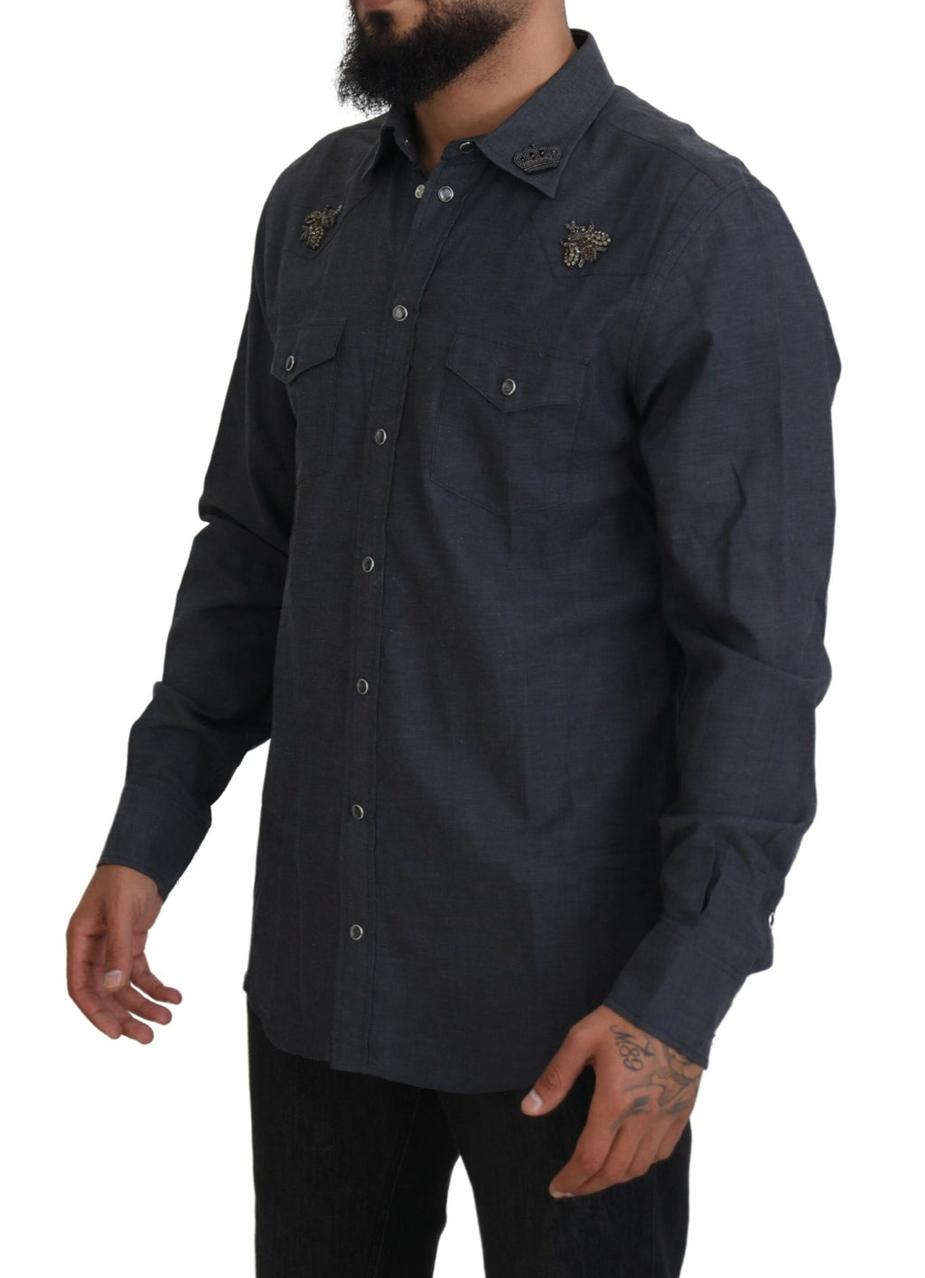 Dolce &amp; Gabbana Elegantes Slim-Fit Freizeithemd aus blauem Denim
