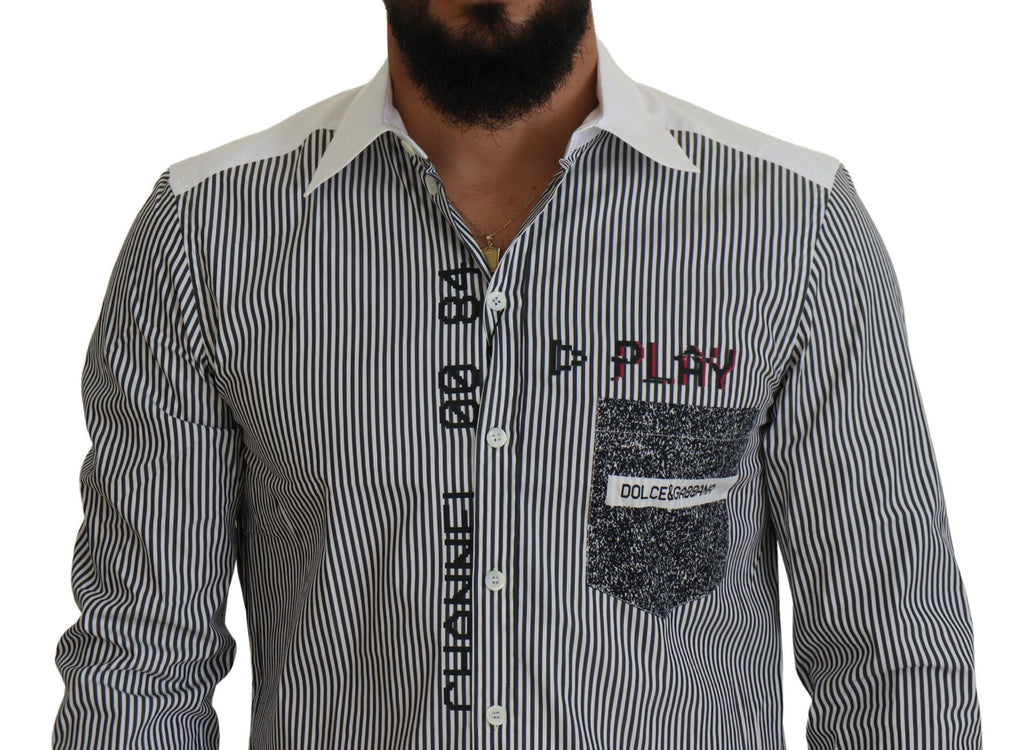Dolce &amp; Gabbana Slim Fit Gestreiftes Freizeithemd mit Kanalmotiv