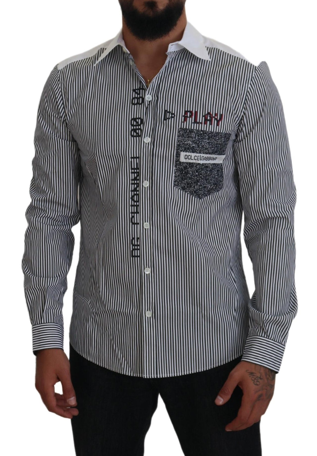 Dolce &amp; Gabbana Slim Fit Gestreiftes Freizeithemd mit Kanalmotiv