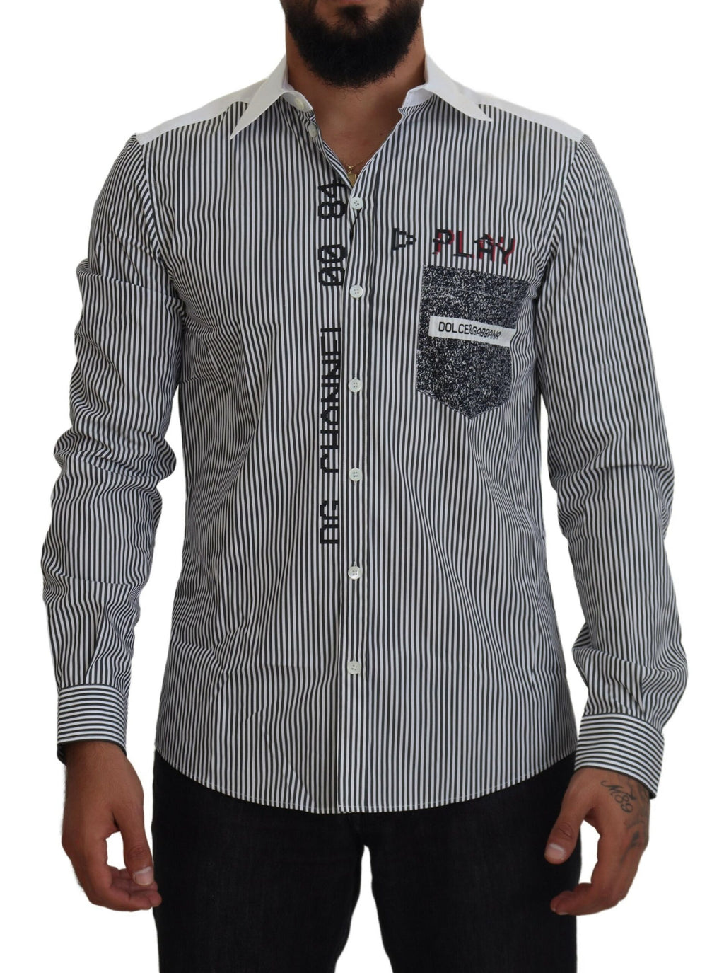 Dolce &amp; Gabbana Slim Fit Gestreiftes Freizeithemd mit Kanalmotiv