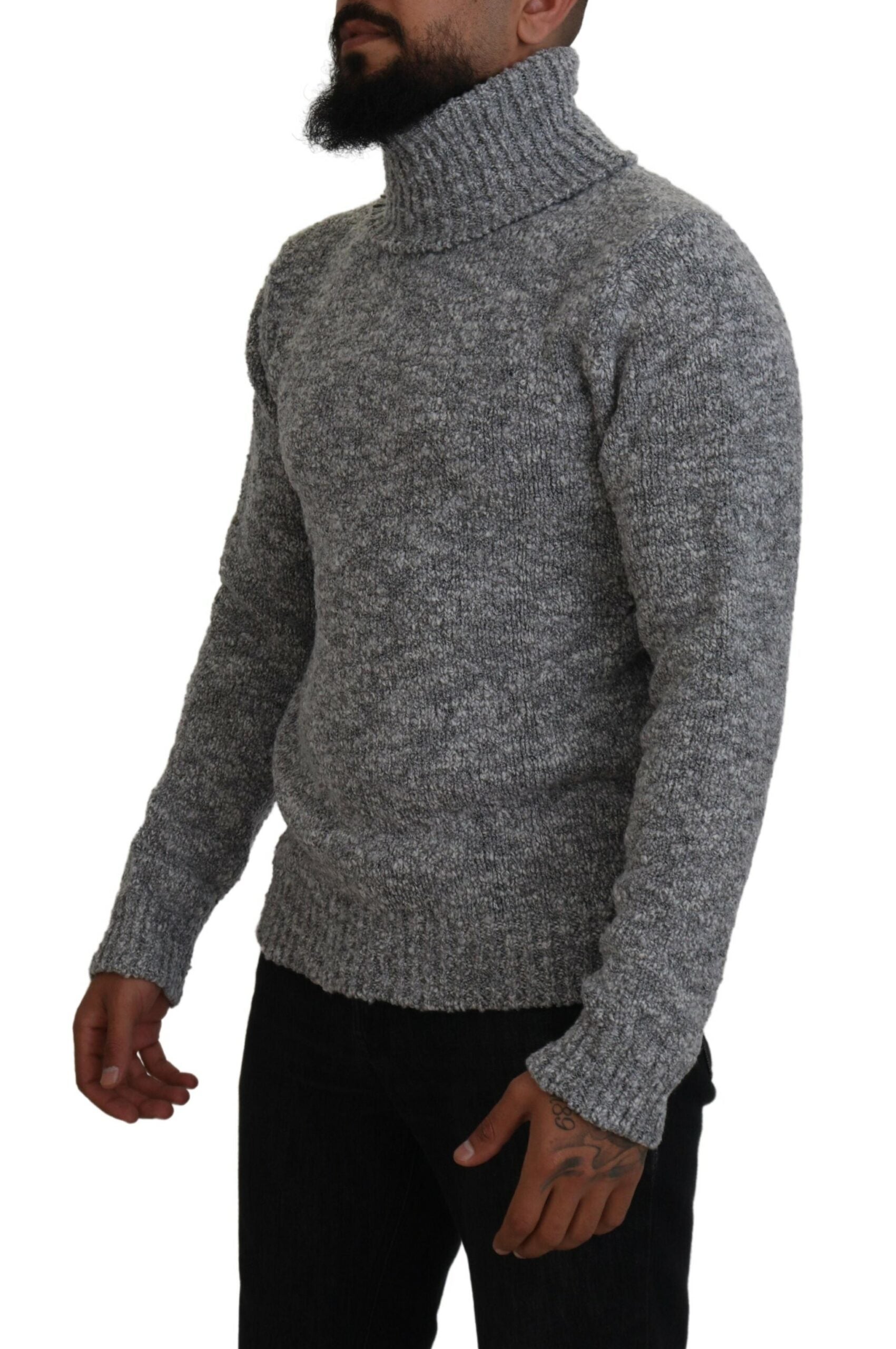 Dolce &amp; Gabbana Eleganter grauer Rollkragenpullover aus Wollmischung