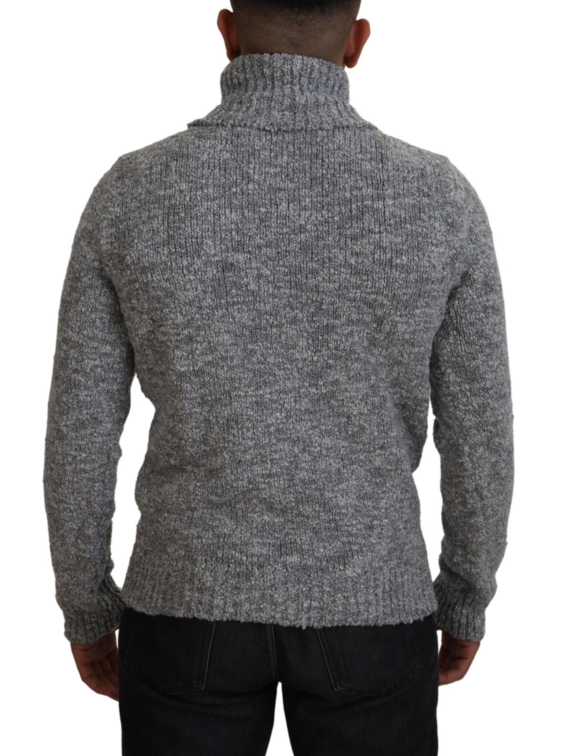 Dolce &amp; Gabbana Eleganter grauer Rollkragenpullover aus Wollmischung