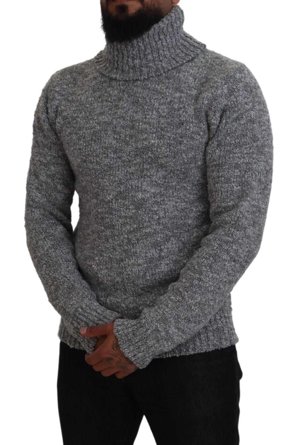 Dolce &amp; Gabbana Eleganter grauer Rollkragenpullover aus Wollmischung