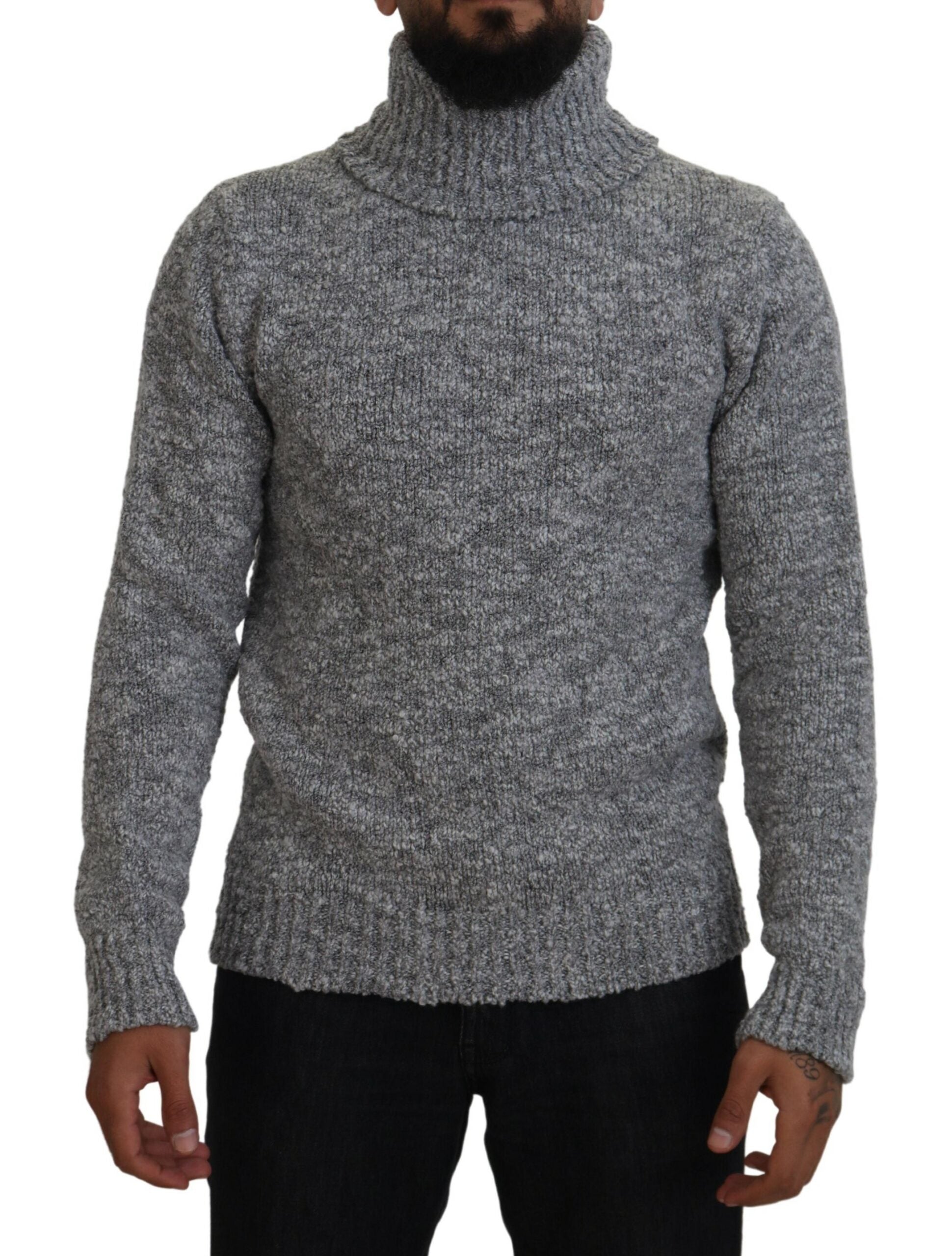 Dolce &amp; Gabbana Eleganter grauer Rollkragenpullover aus Wollmischung