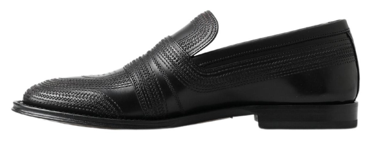 Dolce &amp; Gabbana Elegante Slipper-Loafer aus schwarzem Leder