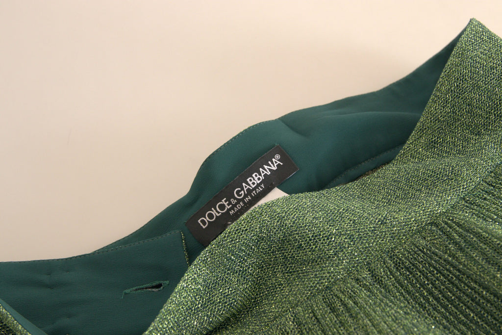 Dolce &amp; Gabbana Bezaubernder A-Linien-Plissee-Rock in Metallic-Grün