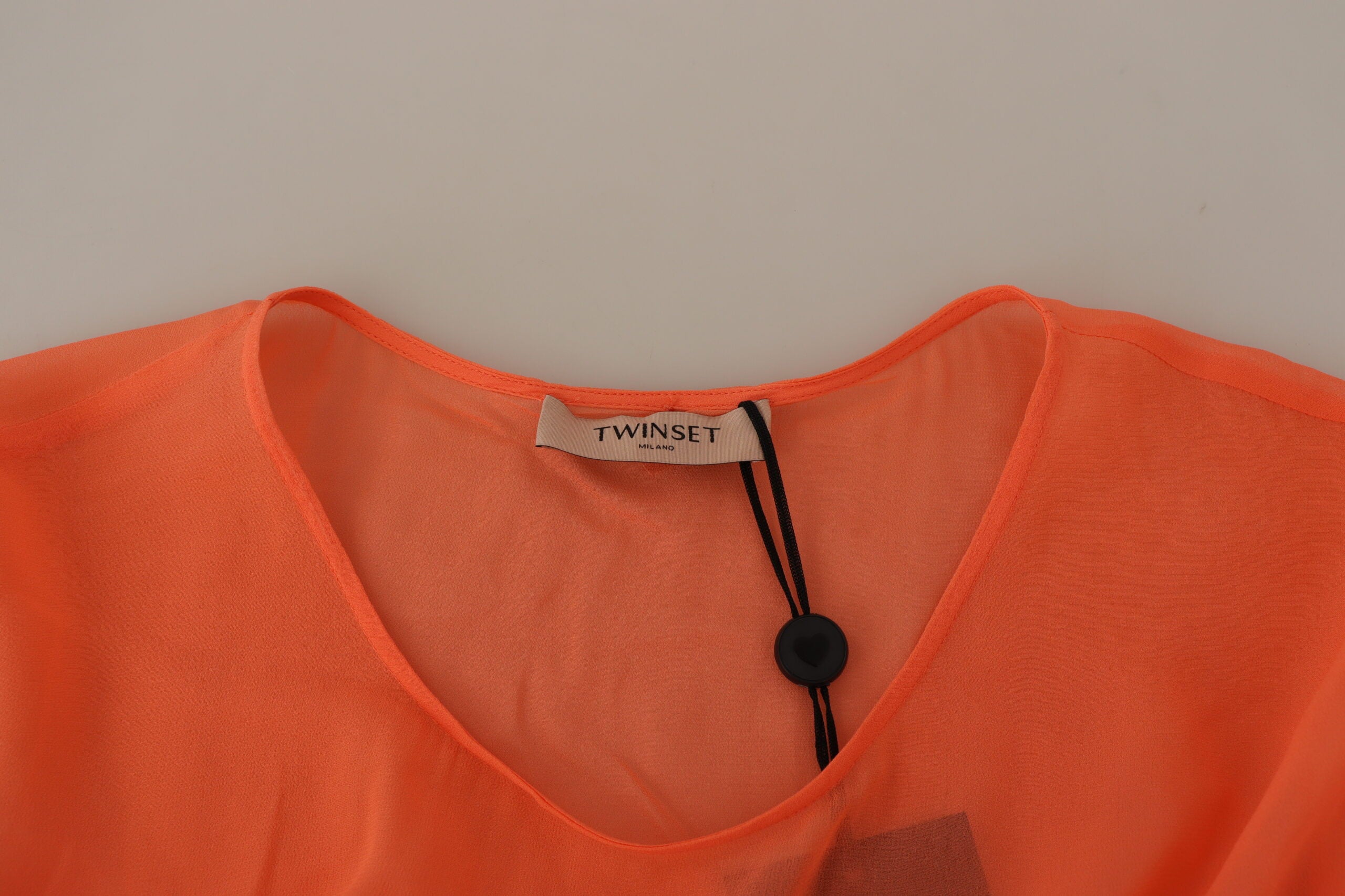 Twinset Elegantes korallenfarbenes Maxikleid mit kurzen Ärmeln