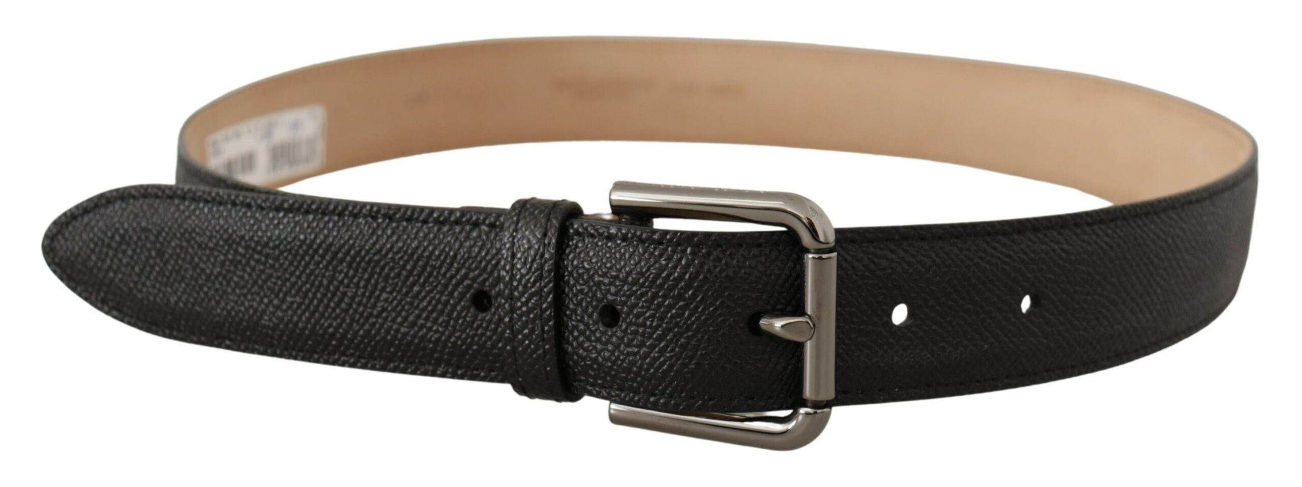 Dolce &amp; Gabbana Eleganter schwarzer Ledergürtel mit Metallschnalle