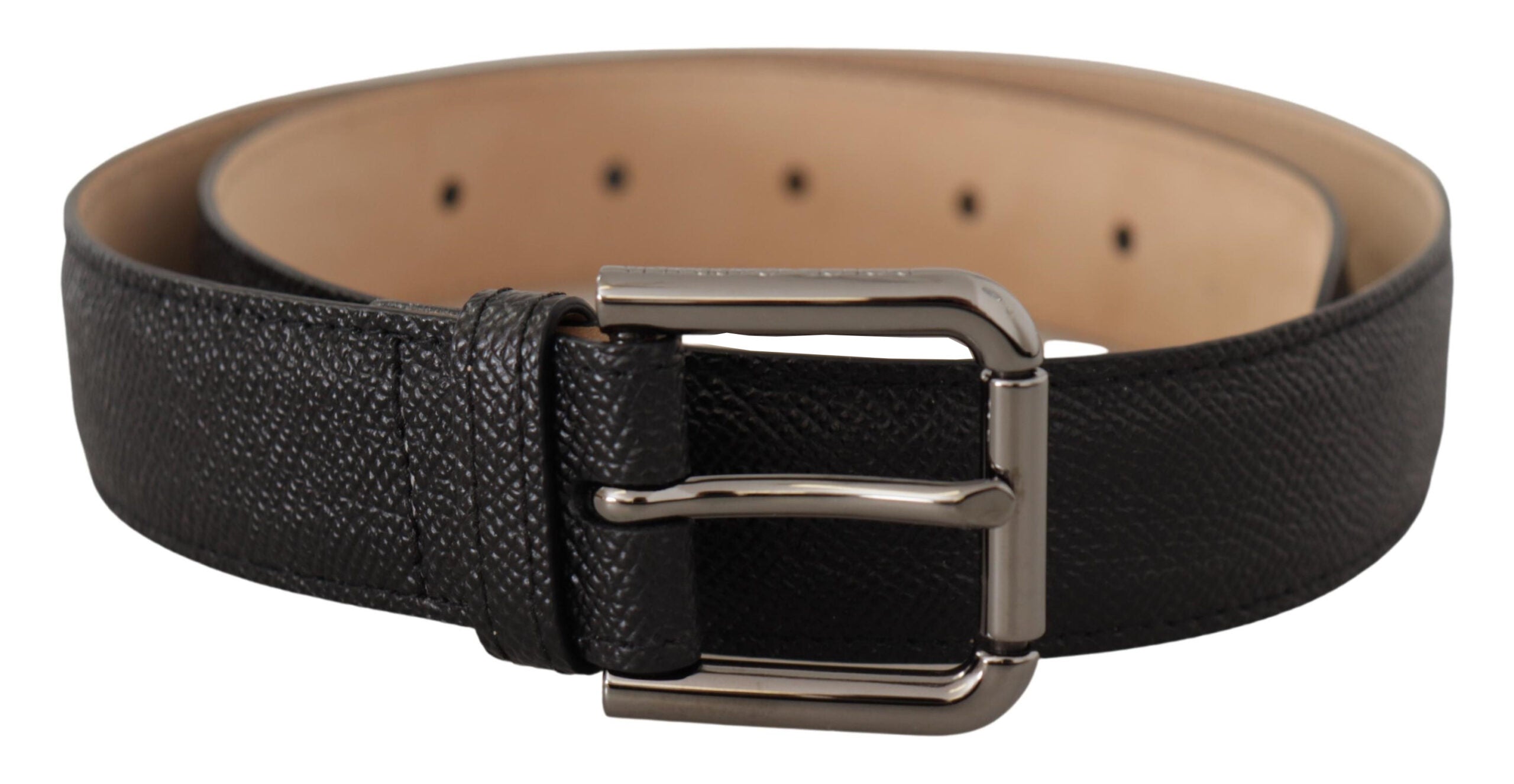 Dolce &amp; Gabbana Eleganter schwarzer Ledergürtel mit Metallschnalle