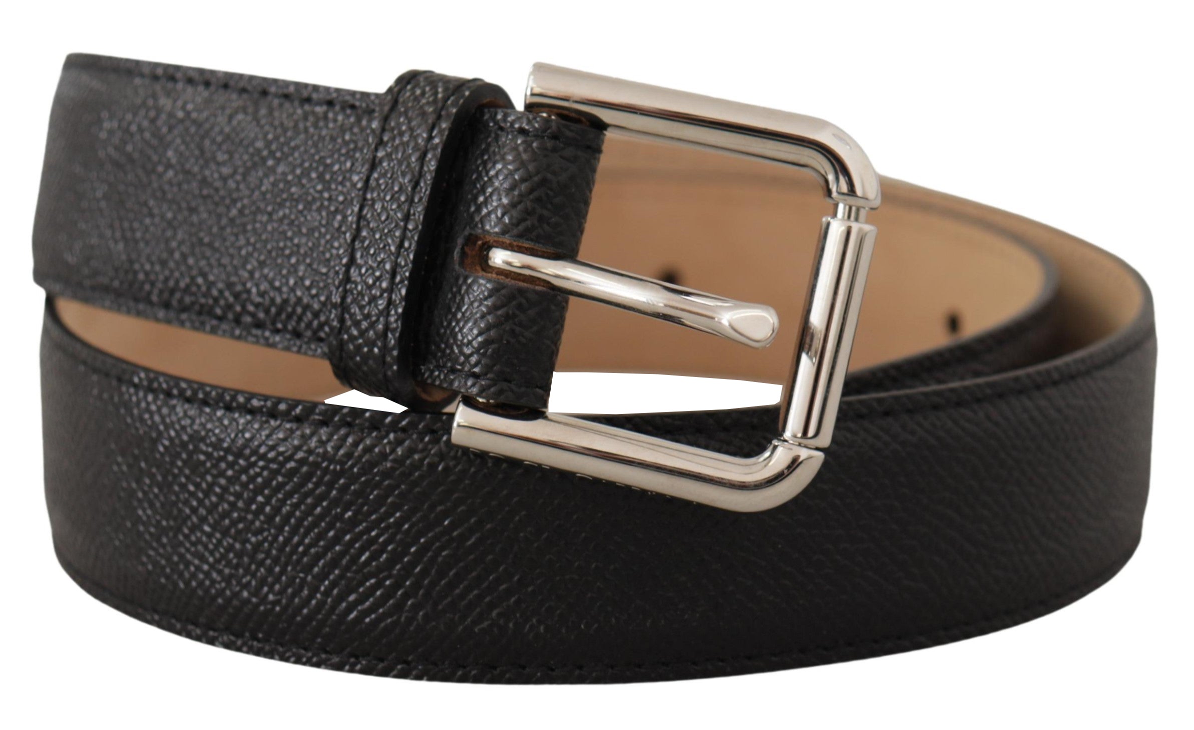 Dolce &amp; Gabbana – Eleganter schwarzer Gürtel aus echtem Leder