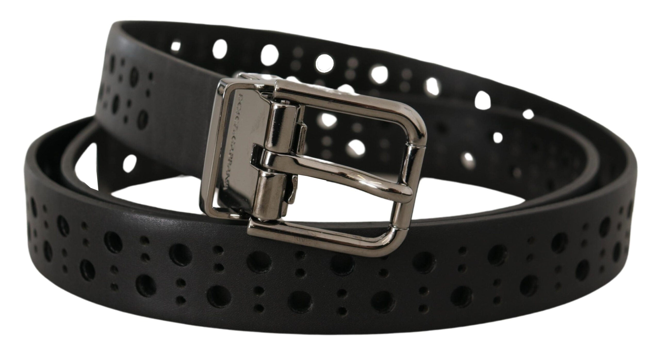 Dolce &amp; Gabbana Eleganter schwarzer Ledergürtel mit Metallschnalle
