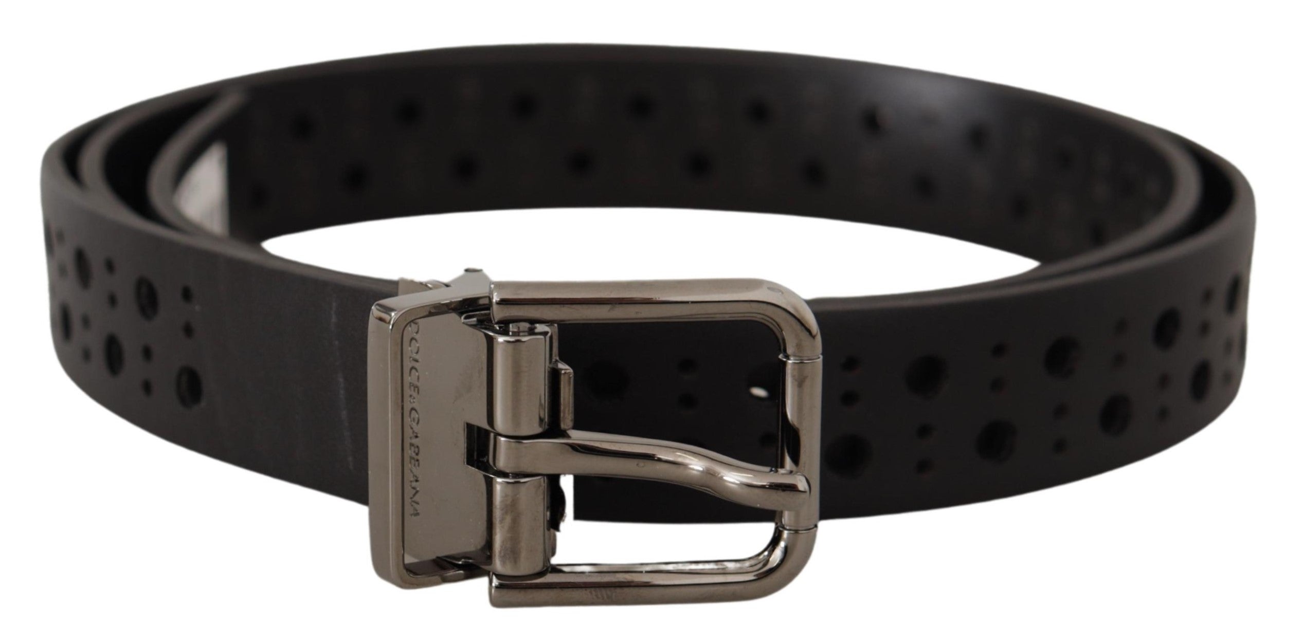Dolce &amp; Gabbana Eleganter schwarzer Ledergürtel mit Metallschnalle