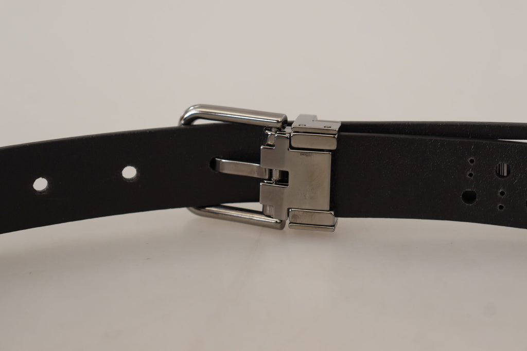 Dolce &amp; Gabbana Eleganter schwarzer Ledergürtel mit Metallschnalle