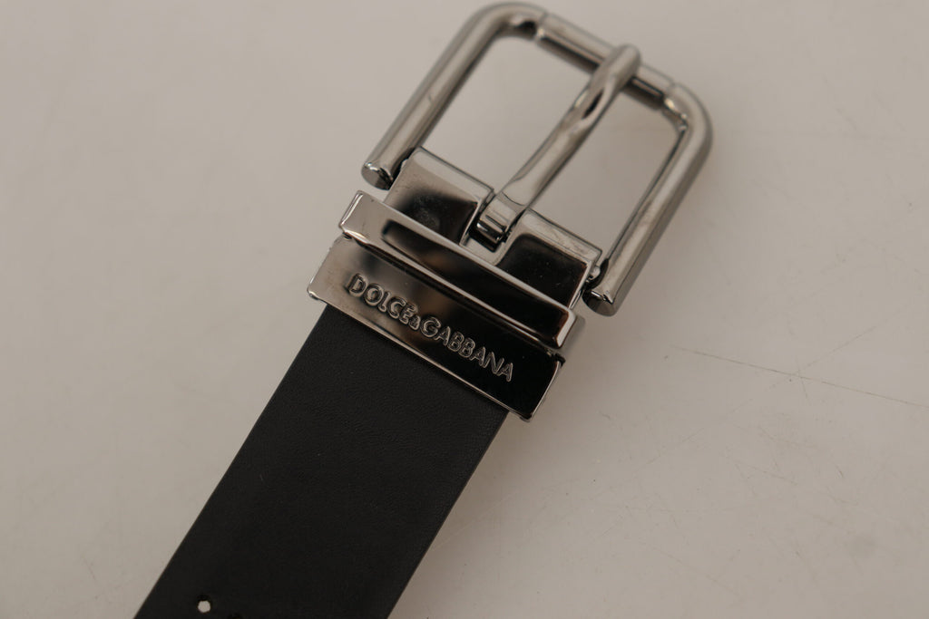Dolce &amp; Gabbana Eleganter schwarzer Ledergürtel mit Metallschnalle