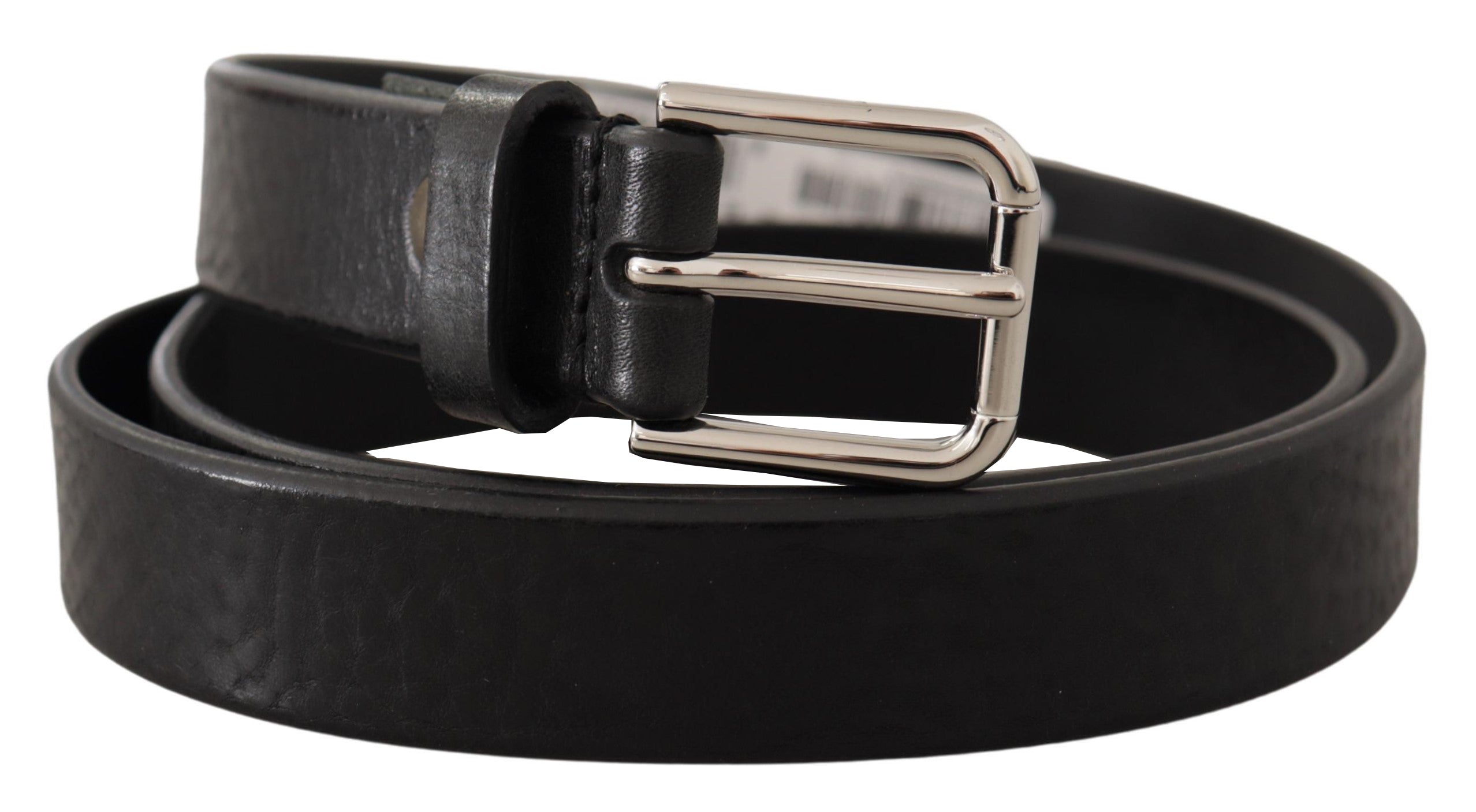 Dolce &amp; Gabbana Eleganter schwarzer Ledergürtel mit Metallschnalle