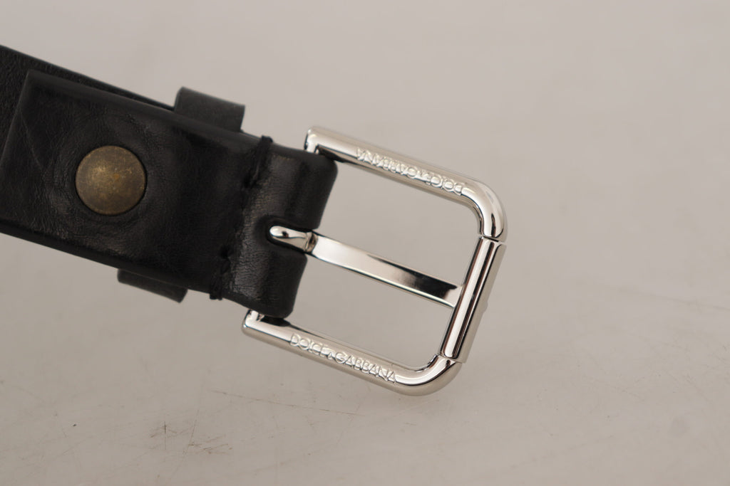 Dolce &amp; Gabbana Eleganter schwarzer Ledergürtel mit Metallschnalle
