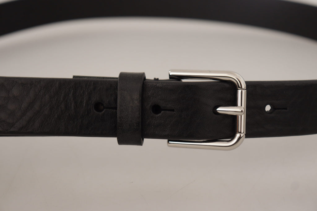 Dolce &amp; Gabbana Eleganter schwarzer Ledergürtel mit Metallschnalle