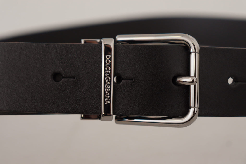 Dolce &amp; Gabbana Eleganter schwarzer Ledergürtel mit Metallschnalle