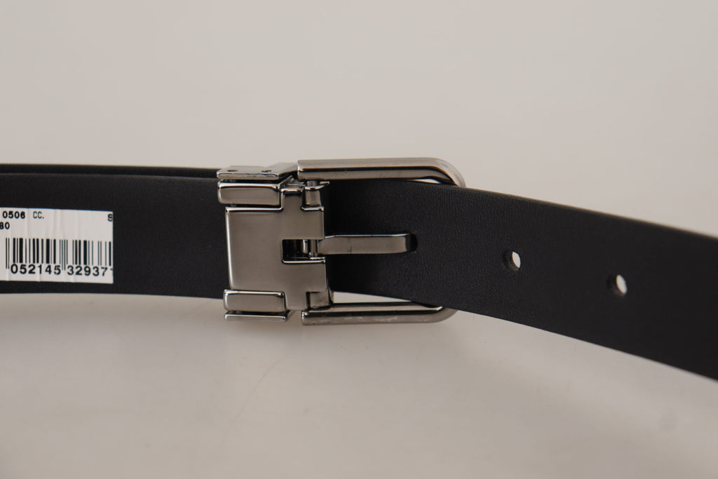Dolce &amp; Gabbana Eleganter schwarzer Ledergürtel mit Metallschnalle