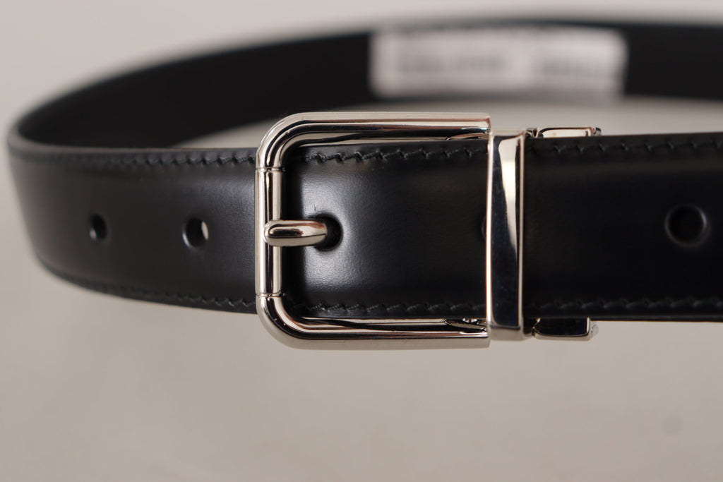 Dolce &amp; Gabbana – Eleganter schwarzer Ledergürtel mit Metallschnalle