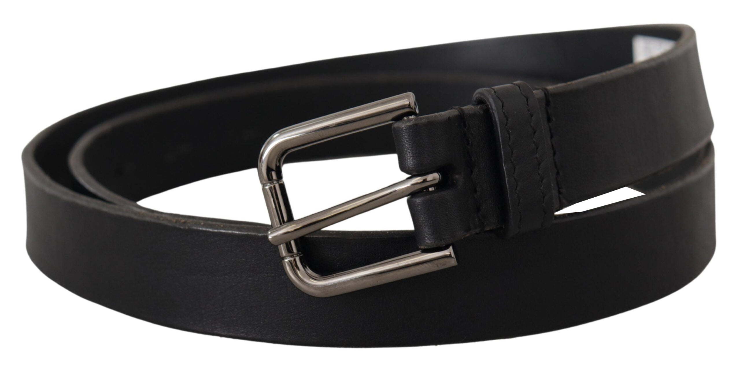 Dolce &amp; Gabbana Eleganter schwarzer Ledergürtel mit Metallschnalle