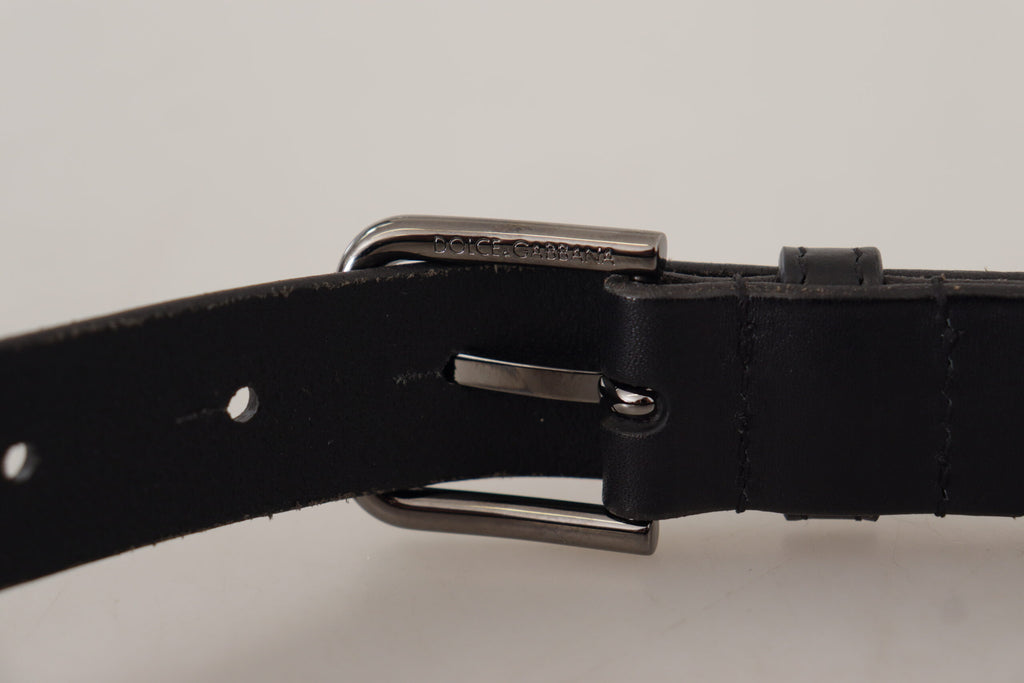 Dolce &amp; Gabbana Eleganter schwarzer Ledergürtel mit Metallschnalle