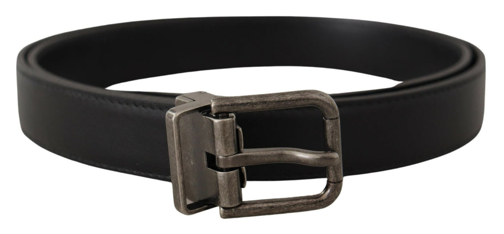 Dolce &amp; Gabbana Eleganter schwarzer Ledergürtel mit Metallschnalle