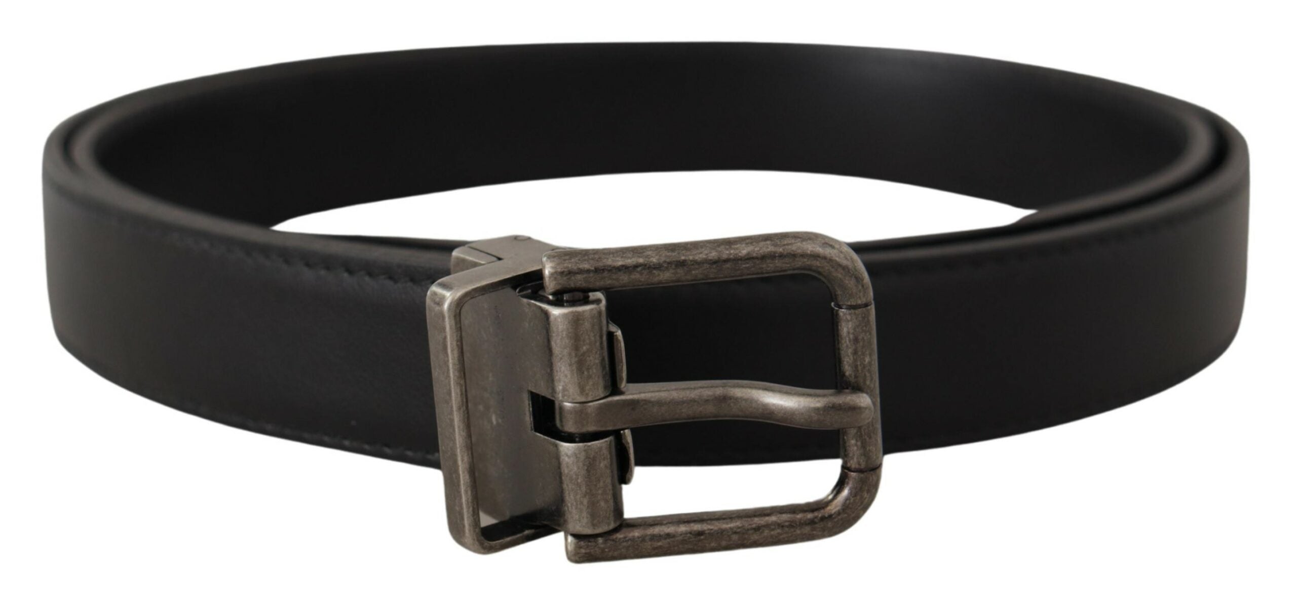 Dolce &amp; Gabbana Eleganter schwarzer Ledergürtel mit Metallschnalle