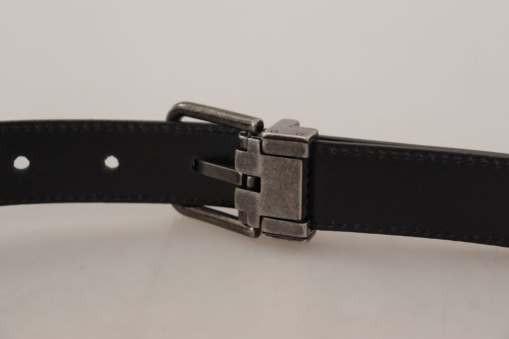 Dolce &amp; Gabbana Eleganter schwarzer Ledergürtel mit Metallschnalle
