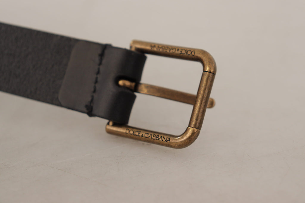 Dolce &amp; Gabbana Eleganter schwarzer Ledergürtel mit Metallschnalle