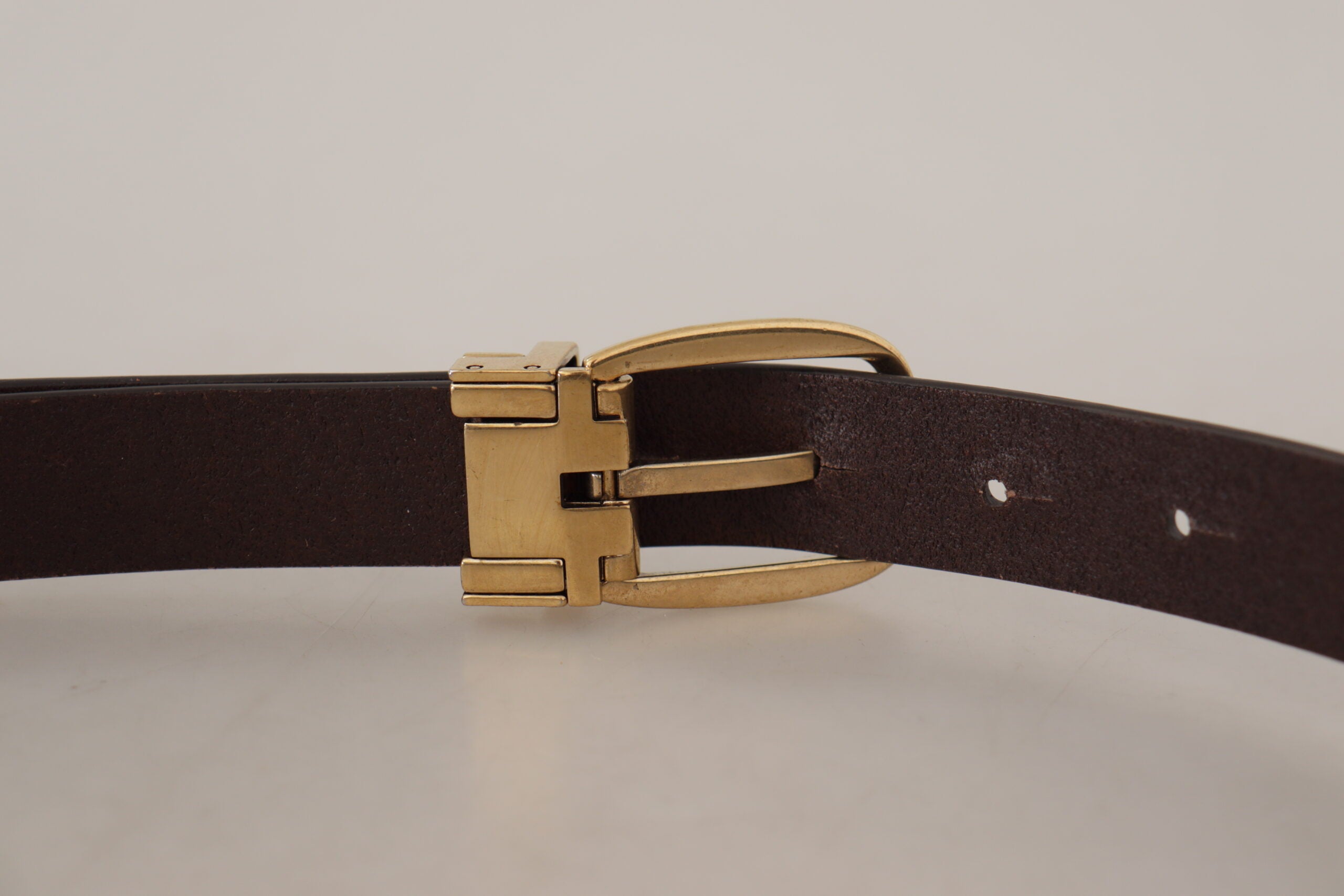 Dolce &amp; Gabbana Eleganter dunkelbrauner Ledergürtel