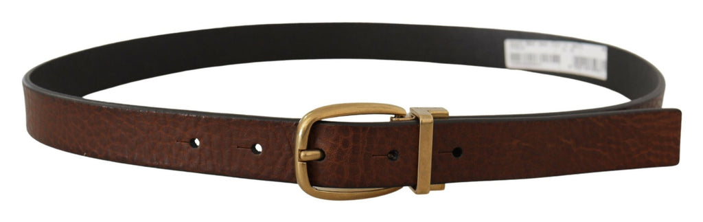 Dolce &amp; Gabbana Eleganter brauner Ledergürtel mit Logo-Schnalle