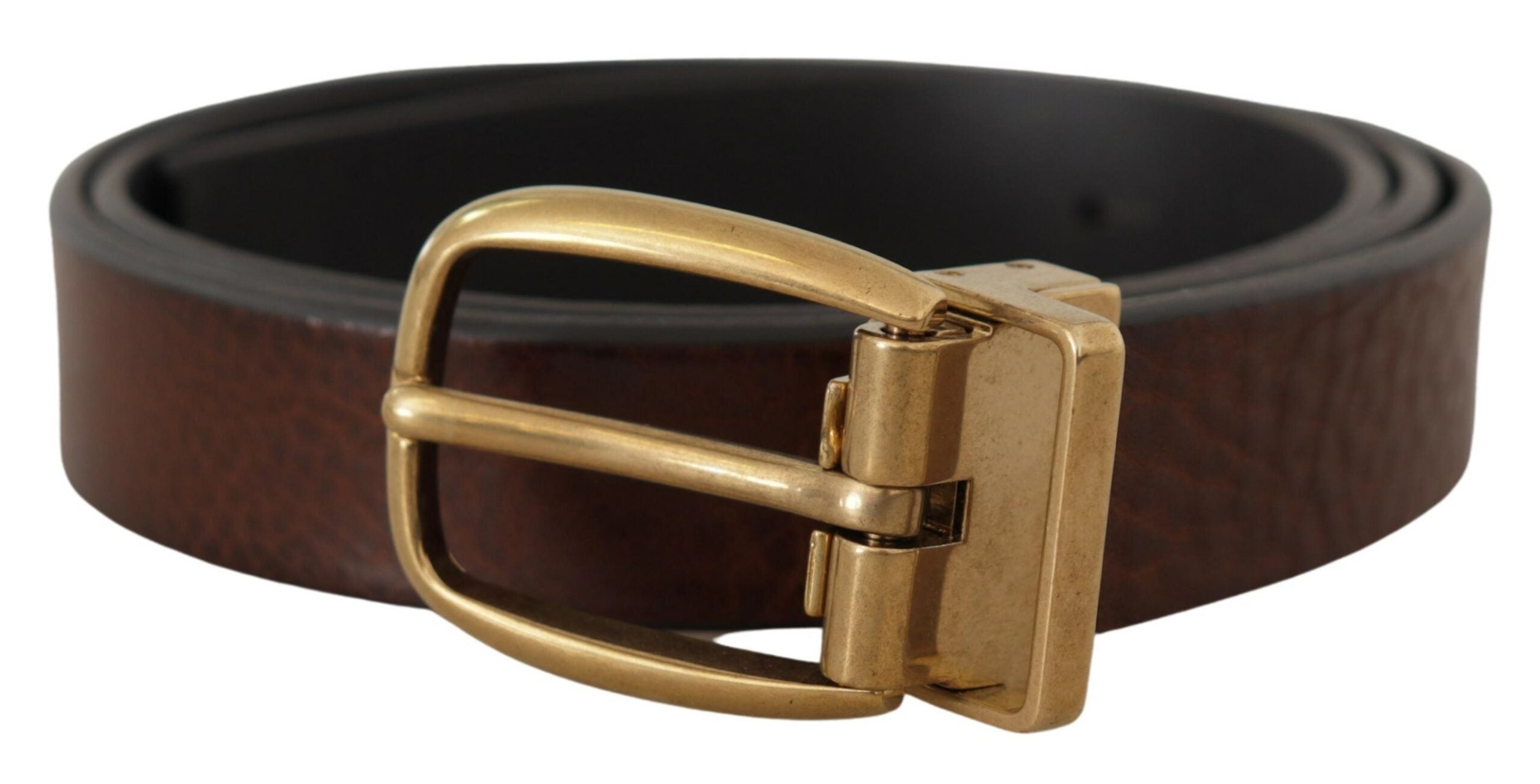 Dolce &amp; Gabbana Eleganter brauner Ledergürtel mit Logo-Schnalle