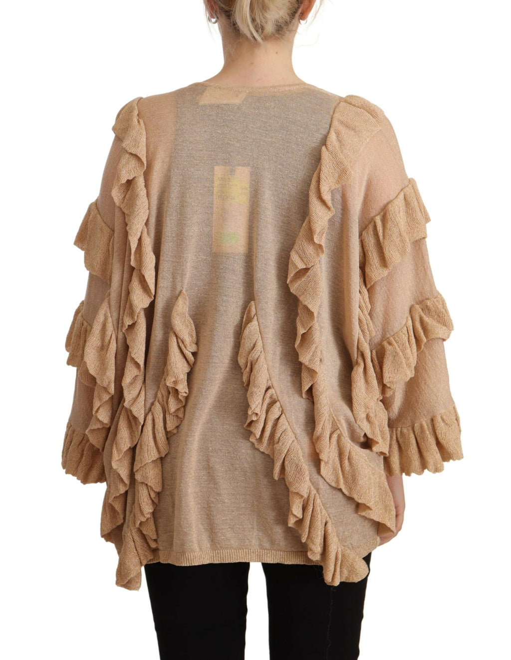 Aniye By Chic – Langärmlige Strickjacke mit offener Vorderseite in Beige