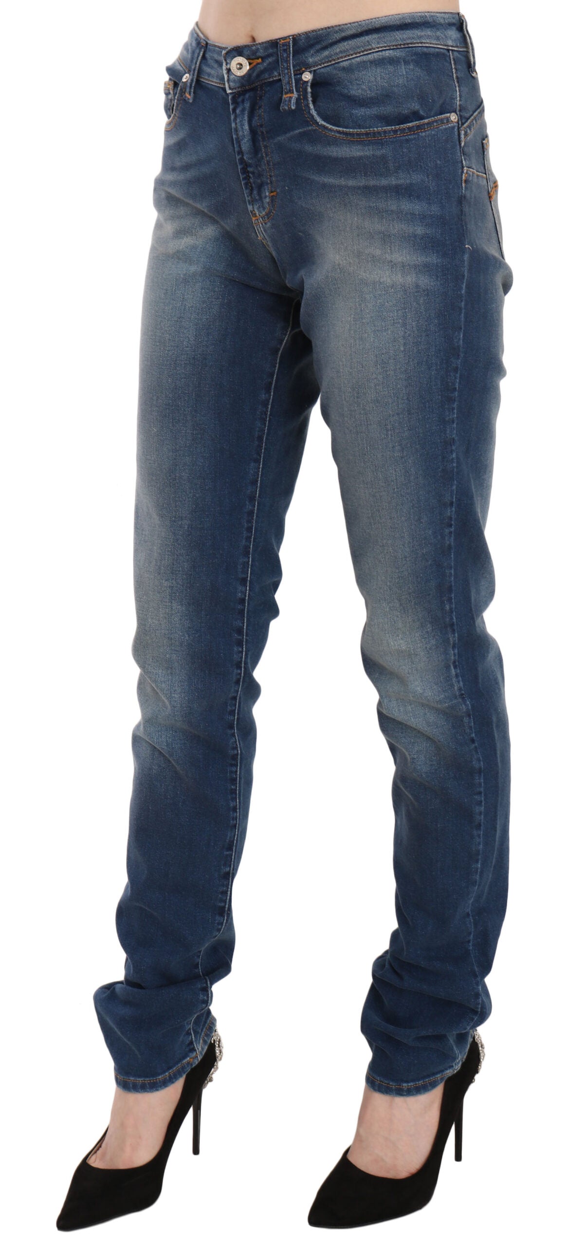 Fiorucci Svelte Slim-Jeans mit mittelhohem Bund in Vintage-Blau