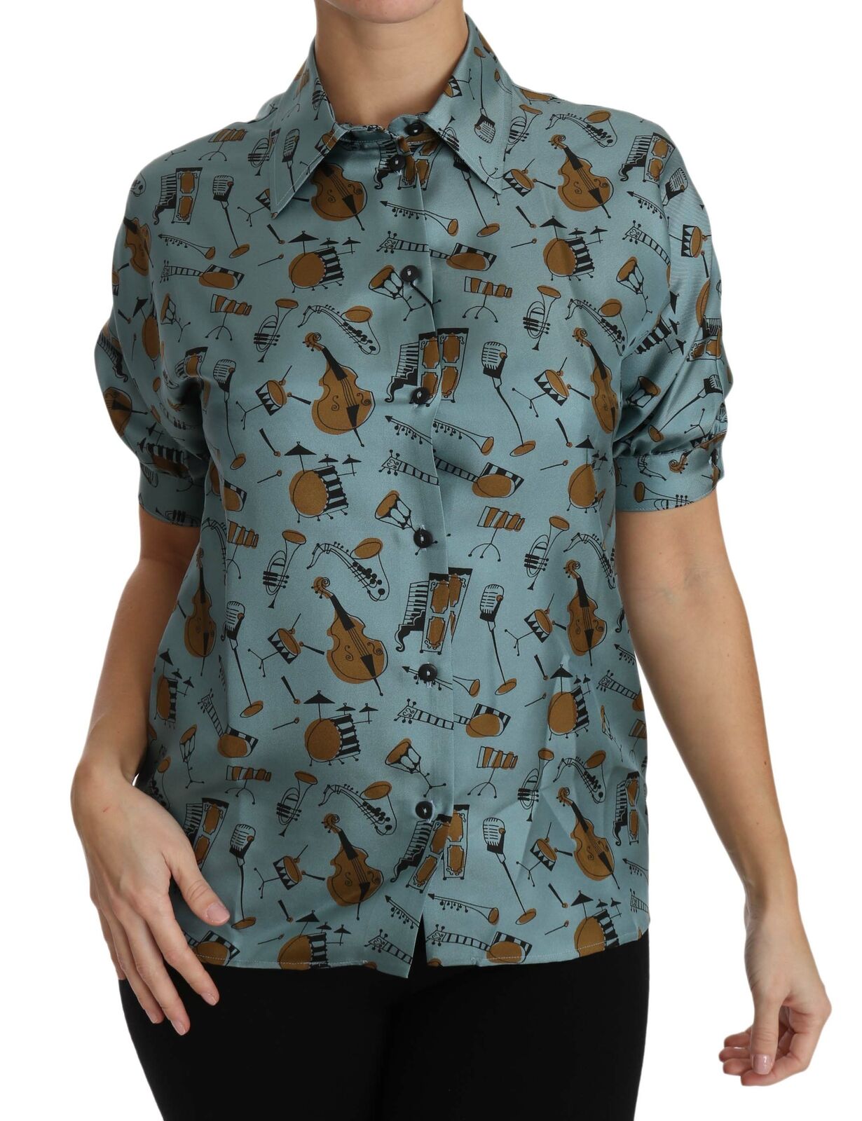 Dolce &amp; Gabbana Elegante mehrfarbige Seidenbluse mit Kragen