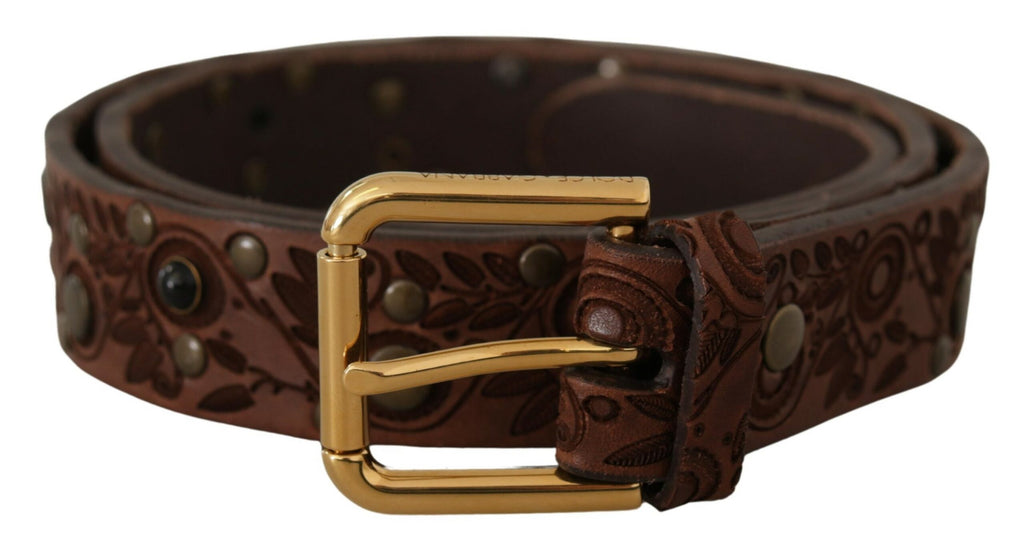 Dolce &amp; Gabbana Eleganter Ledergürtel mit gravierter Schnalle