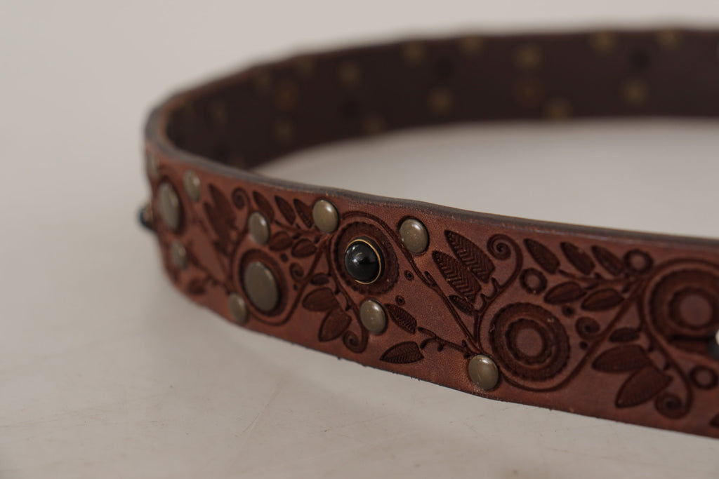 Dolce &amp; Gabbana Eleganter Ledergürtel mit gravierter Schnalle